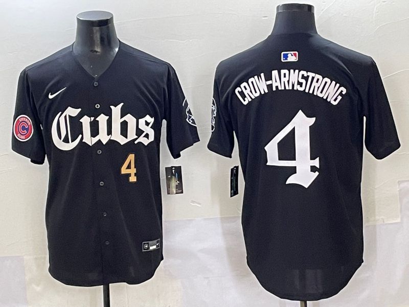 Men 2025 Chicago Cubs #4 Crow-Armstrong Black Five generations Joint Name Nike MLB Jersey style 5->chicago cubs->MLB Jersey